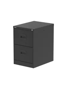 Qube 2 Drawer Filing Cabinet – Steel, Lockable, Foolscap Size with Anti-Tilt Safety