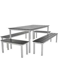 Enviro Eco Jet Black Outdoor 1250 Quadro Commercial Table and Bench Set