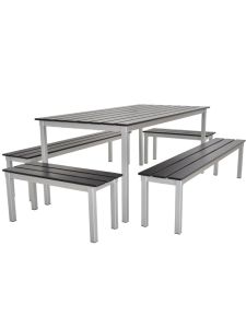 Enviro Eco Jet Black Outdoor 1800 Quadro Commercial Table and Bench Set