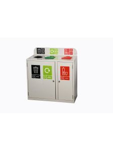 3 Bay Recycling Station 240L - Steel Recycling Bin
