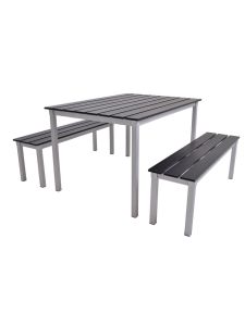 Enviro Eco Jet Black 1250 Duo Outdoor Large Commercial Table and Bench Set