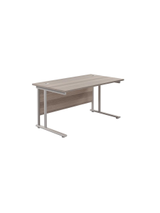 Twin Upright Office Desk - Grey Oak
