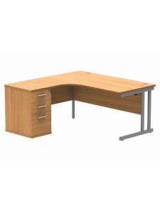 Double Upright Left/Right Hand Radial Desk + High Pedestal