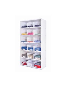 Anco Delta Plus Steel Shelving – Full Back Cladding with Dividers, Freestanding, 6 Levels