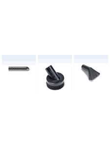 Small vacuum cleaner attachments including precision nozzle and angled tools for detailed cleaning