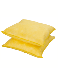 Two yellow absorbent pads stacked, designed for oil and liquid spill absorption in industrial and workplace environments.
