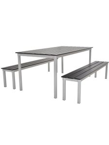 Enviro Eco Jet Black 1800 Duo Outdoor Large Commercial Table and Bench Set