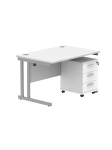 Core Stylish Computer Office Desk with 3 Mobile Drawer - Arctic White