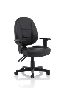 Jackson Black Leather Office Chair with Height Adjustable Arms