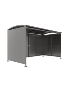 Large outdoor steel cycle shelter with curved roof – durable bike storage solution for schools, workplaces, and public spaces.