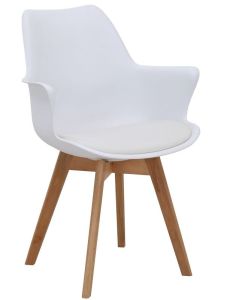 Teknik Skandi Dining Chair – White Wipe-Clean Chair with Beech Finish Legs