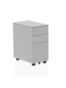 Slim Steel Mobile Pedestal - 3 Drawer Lockable Office Storage