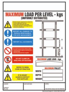 Premier Weight Load Notices - Drive Thru Racking