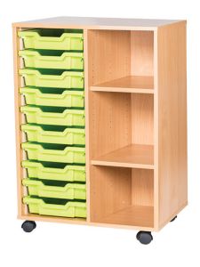10 High 10 Tray Double Mobile Unit With Shelves