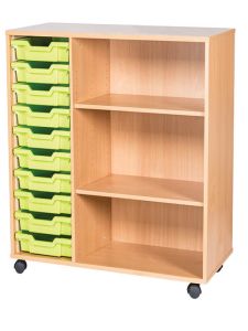 10 High 10 Tray Triple Mobile Unit With Shelves