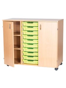 10 High 10 Tray Triple Mobile Unit With Cupboards