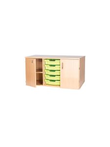 Willowbrook Static Triple Bay Tray Unit With Cupboard - 5 Trays - 533mm High