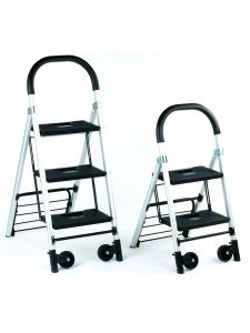Pair of folding aluminium sack trucks with black handles and wheels.