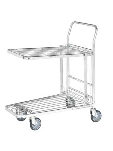 GPC Stock Trolley with Folding Flat/Basket Top Shelf