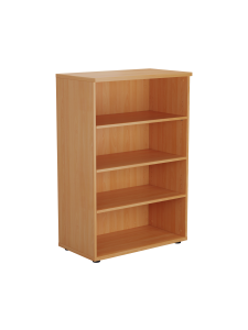 Wooden office bookcase with five adjustable shelves in beech finish for organised storage.