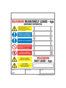 Premier Weight Load Notices - Shelf/Pallet Racking