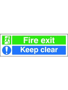 GPC Fire Exit Keep Clear Sign - Pack of 10