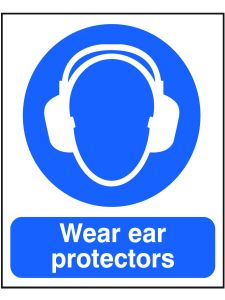 GPC Wear Ear Protectors Sign - Pack of 10