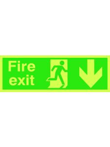 Fire Exit Down Photoluminescent Sign - Pack of 10