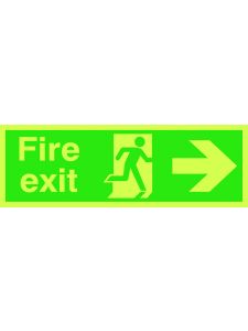 GPC Fire Exit Right Photoluminescent Sign - Pack of 10