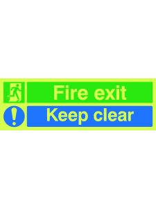 GPC Fire Exit Keep Clear Photoluminescent Sign - Pack of 10