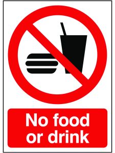 GPC No Food or Drink Sign - Pack of 10