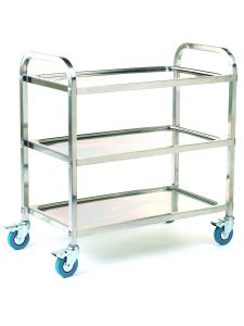 GPC Stainless Steel Trolley - 3 Shelf with rod surround