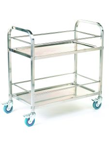 GPC Stainless Steel Trolley - 2 Shelf with Rod Surround