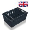Supermarket Crates - Stack & Nest Bale Arm Food Crates: Colour: Black, Size: 400 x 300 x 180mm