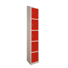 Premier Sloping Top Metal Storage Locker - 5 Door: Size W x D: 300 x 300mm, Colour: Red