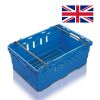 Supermarket Crates - Stack & Nest Bale Arm Food Crates: Colour: Blue, Size: 600 x 400 x 199mm