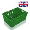 Supermarket Crates - Stack & Nest Bale Arm Food Crates: Colour: Green, Size: 600 x 400 x 253mm