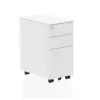 Slim Steel Mobile Pedestal - 3 Drawer Lockable Office Storage: Colour: White