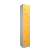 Premier Flat Top Metal Storage Locker - 4 Door: Size H x W mm: 300mm x 300mm, Colour: Yellow