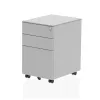 Impulse Steel Mobile Pedestal - 3 Drawer Lockable Storage: Colour: Silver