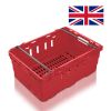 Supermarket Crates - Stack & Nest Bale Arm Food Crates: Colour: Red, Size: 600 x 400 x 253mm