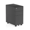 Slim Steel Mobile Pedestal - 3 Drawer Lockable Office Storage: Colour: Black