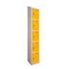 Premier Sloping Top Metal Storage Locker - 5 Door: Size W x D: 300 x 300mm, Colour: Yellow