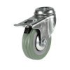 Light Duty Bolt Hole Castors: size/model: 100mm - Grey Rubber Tyred - Braked