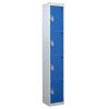 Standard Storage  Lockers - 4 Tier (4 Doors): Sizes - H x W x Dmm: 1800 x 300 x 300mm, Colour: Dark Blue