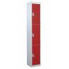 Standard Lockers - 3 Tier (3 Doors): Sizes - H x W x Dmm: 1800 x 300 x 300mm, Colour: Red