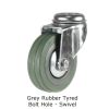 Light Duty Bolt Hole Castors: size/model: 50mm - Grey Rubber Tyred - Swivel
