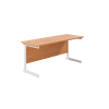 Next Day Office Desk - 1800 x 800mm Deep: Finish: Beech, Leg Colour: White, Delivery: Next Day Delivery (Self Assembly)