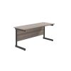 Next Day Office Desk - 1800 x 800mm Deep: Finish: Grey Oak, Leg Colour: Black, Delivery: Next Day Delivery (Self Assembly)