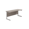 Next Day Office Desk - 1800 x 800mm Deep: Finish: Grey Oak, Leg Colour: Silver, Delivery: Next Day Delivery (Self Assembly)